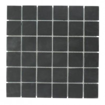 Splashback Tile 12 in. x 12 in. Contempo Classic Black Frosted Glass Tile-DISCONTINUED