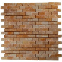 Splashback Tile Honey Onyx Brick 12 in. x 12 in. Marble Floor and Wall Tile-DISCONTINUED