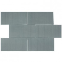Splashback Tile Contempo 6 in. x 3 in. Blue Gray Frosted Glass Floor and Wall Tile