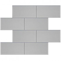Splashback Tile Contempo 3 in. x 6 in. Bright White Frosted Glass Tile