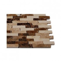 Splashback Tile Coffee Latte 1/2 in. x 2 in. Cracked Joint Classic Brick Layout Marble Mosaics - 6 in. x 6 in. Tile Sample