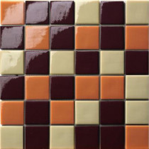 Elementz 12.5 in. x 12.5 in. Capri Marrone Mix Glossy Glass Tile-DISCONTINUED