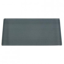 Splashback Tile Contempo Blue Gray Polished 6 in. x 3 in. x 8 mm Glass Subway Tile