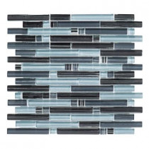 Jeffrey Court Blue Zephyr Pencil 12 in. x 12 in. x 8 mm Glass Mosaic Wall Tile