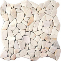 MS International White Flat Pebbles 16 in. x 16 in. x 10 mm Tumbled Marble Mesh-Mounted Mosaic Tile (12.46 sq. ft. / case)