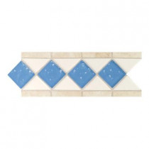 Daltile Fashion Accents Arctic White/Lagoon 4 in. x 11 in. Stone and Glass Decorative Wall Tile