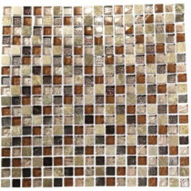 Splashback Tile Blend 12 in. x 12 in.x 8 mm Marble And Glass Mosaic Floor and Wall Tile