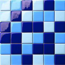 Elementz 12.5 in. x 12.5 in. Capri Blu Mix Glossy Glass Tile-DISCONTINUED