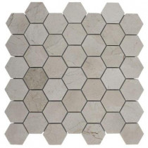 Splashback Tile Crema Marfil Hexagon 12 in. x 12 in. x 8 mm Polished Marble Floor and Wall Tile