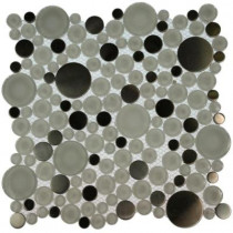Splashback Tile Contempo Eskimo Pie Circles 12 in. x 12 in. x 8 mm Glass Floor and Wall Tile