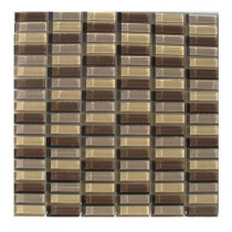 TAFCO PRODUCTS 12 in. x 12 in. x 1/4 in. Thick Stacked Brown Glass Tile