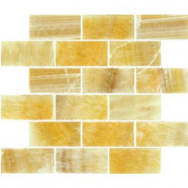 MS International Honey Subway 12 in. x 12 in. x 10 mm Polished Onyx Mesh-Mounted Mosaic Tile