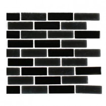 Splashback Tile Contempo Classic Black 1/2 in. x 2 in. Brick Pattern - 6 in. x 6 in. Tile Sample-DISCONTINUED
