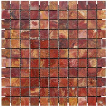 MS International Red 12 in. x 12 in. x 10 mm Polished Onyx Mesh-Mounted Mosaic Tile (10 sq. ft. / case)