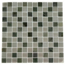 Splashback Tile Contempo Ming White 12 in. x 12 in. x 8 mm Marble and Glass Tile