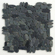 Solistone Kuala Komodo Black 12 in. x 12 in. x 12.7 mm Pebble Mesh-Mounted Mosaic Floor & Wall Tile (10 sq.ft./case)