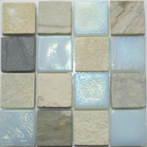 Studio E Edgewater Summerland Glass and Slate Mosaic & Wall Tile - 5 in. x 5 in. Tile Sample-DISCONTINUED