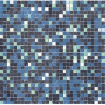 Elementz 12.8 in. x 12.8 in. Venice Deep Ocean Mix Frosted Glass Tile-DISCONTINUED