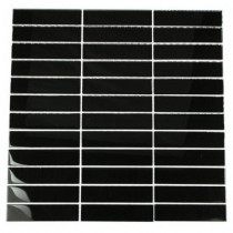 Splashback Tile 12 in. x 12 in. Contempo Classic Black Polished Glass Tile-DISCONTINUED