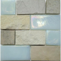Studio E Edgewater Summerland Glass and Slate Mosaic & Wall Tile - 5 in. x 5 in. Tile Sample-DISCONTINUED