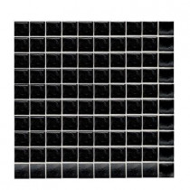Daltile Sonterra Glass Black Opalized 12 in. x 12 in. x 6 mm Glass Sheet Mounted Mosaic Wall Tile-DISCONTINUED