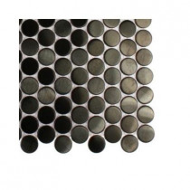 Splashback Tile Metal Nero Penny Round Stainless Steel Floor and Wall Tile - 6 in. x 6 in. Tile Sample-DISCONTINUED