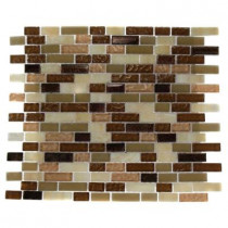 Splashback Tile Southern Comfort Brick Pattern 12 in. x 12 in. x 8 mm Marble and Glass Mosaic Floor and Wall Tile