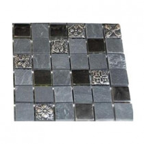 Splashback Tile Tapestry Opium Blend 1 in. x 1 in. Marble and Glass Metal Tiles - 6 in. x 6 in. Tile Sample