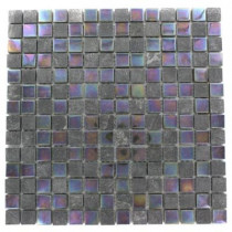 Splashback Tile Tectonic Squares Black Slate and Rainbow Black 12 in. x 12 in. x 8 mm Glass Floor and Wall Tile
