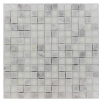 Splashback Tile Tetris Carrera Ice Square 12 in. x 12 in. x 8 mm Glass Mosaic Floor and Wall Tile