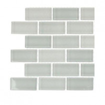 Splashback Tile Cool White Polished 3/4 in. x 1-3/4 in. Glass Tile Sample