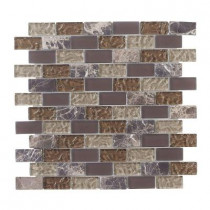 Jeffrey Court Emperador Brick 12 in. x 12 in. x 8 mm Glass Marble Mosaic Wall Tile