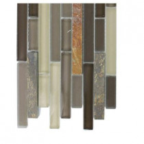 Splashback Tile Tectonic Harmony Multicolor Slate and Khaki Blend Glass Tiles - 6 in. x 6 in. Tile Sample