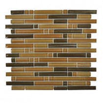 Jeffrey Court Ginger Glaze Pencil 12 in. x 12 in. Tan Glass Mosaic Tile-DISCONTINUED