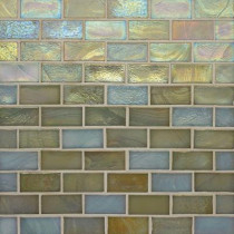 Studio E Edgewater Del Mar 1 in. x 2 in. 10-5/8 in. x 10-5/8 in. Glass Floor & Wall Mosaic Tile-DISCONTINUED