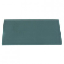 Splashback Tile Contempo Turquoise Frosted 3 in. x 6 in. x 8 mm Glass Subway Tile