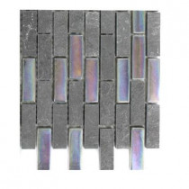 Splashback Tile Tectonic Brick Black Slate and Rainbow Black Glass Tile Sample