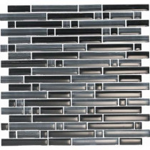 EPOCH Brushstrokes Nero-1501-S Strips Mosaic Glass 12 in. x 12 in. Mesh Mounted Tile (5 sq. ft.)
