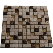 Splashback Tile Tapestry Hydraneum Mixed Materials with Copper Deco 12 in. x 12 in. x 8 mm Floor and Wall Tile
