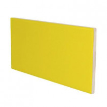 U.S. Ceramic Tile Color Collection Bright Yellow 3 in. x 6 in. Ceramic Surface Bullnose Wall Tile-DISCONTINUED