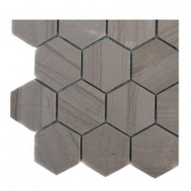 Splashback Tile Athens Grey Hexagon Polished Marble Floor and Wall Tile Sample