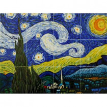 overstockArt Van Gogh, Starry Night Mural 18 in. x 24 in. Wall Tiles