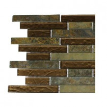 Splashback Tile Tectonic Harmony Multicolor Slate and Bronze Glass Tile Sample