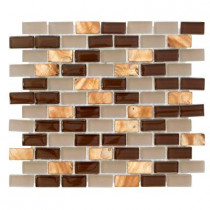 Jeffrey Court Bronze Shell Brick 10.5 in. x 12.5 in. x 8 mm Glass Mosaic Wall Tile