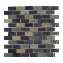 Jeffrey Court Midnight Opal Brick 12 in. x 12 in. x 8 mm Glass Slate Mosaic Floor/Wall Tile