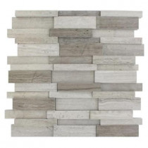Splashback Tile Dimension 3D Brick Wooden Beige Pattern 12 in. x 12 in. x 8 mm Marble Mosaic Floor and Wall Tile