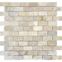 MS International Chiaro Brick 12 in. x 12 in. x 10 mm Tumbled Travertine Mesh-Mounted Mosaic Tile