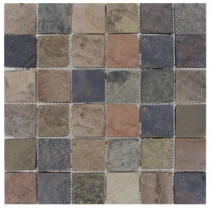MS International Mixed Color 12 in. x 12 in. x 10 mm Tumbled Slate Mesh-Mounted Mosaic Tile