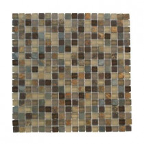 Jeffrey Court 12 in. x 12 in. Toffee Slate Glass Mosaic Tile-DISCONTINUED