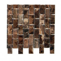 Splashback Tile Rich Dark Emperador 1/2 in. x 1 in. Marble Mosaic Tile Sample